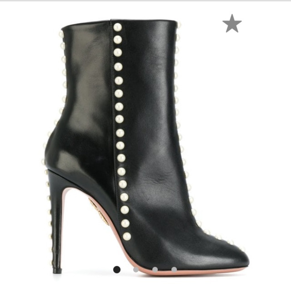 Aquazzura pearl black Folie Boots booties size 6.5